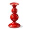 Jingle Bell Red Enamel Taper and Pillar Candle Holders for Christmas 4.75 x 4.75 x 9 Inches